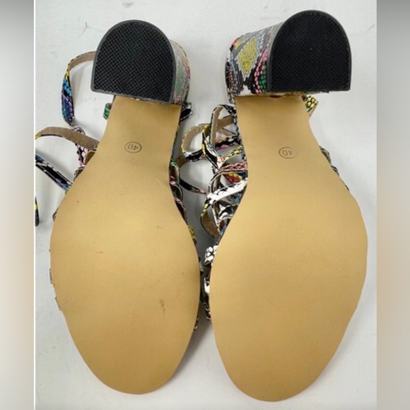 PAOTMBU Multicolor Ankle Strap Block Heel Sandals and Matching Bag 🔆 - Picture 5 of 12